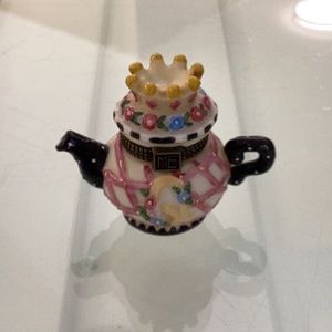Vintage Mary Engelbreit Mini Teapot Trinket Box Hinged “The Queen Crown” 1998.